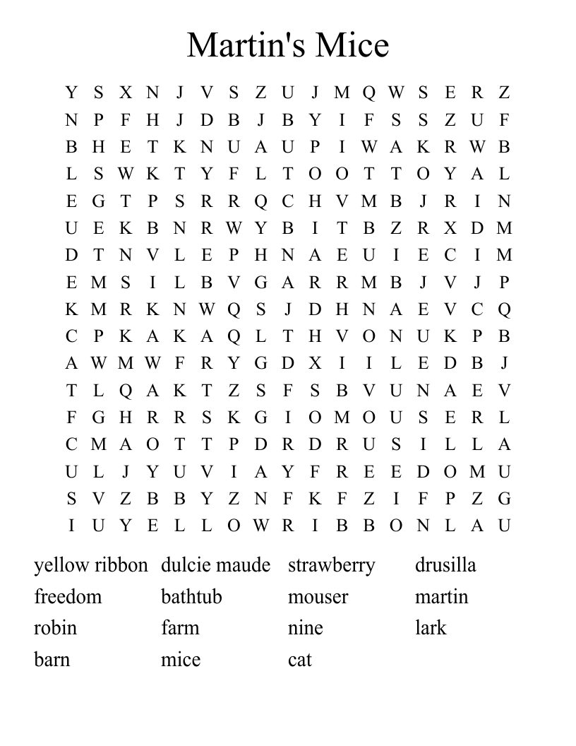 Martin's Mice Word Search