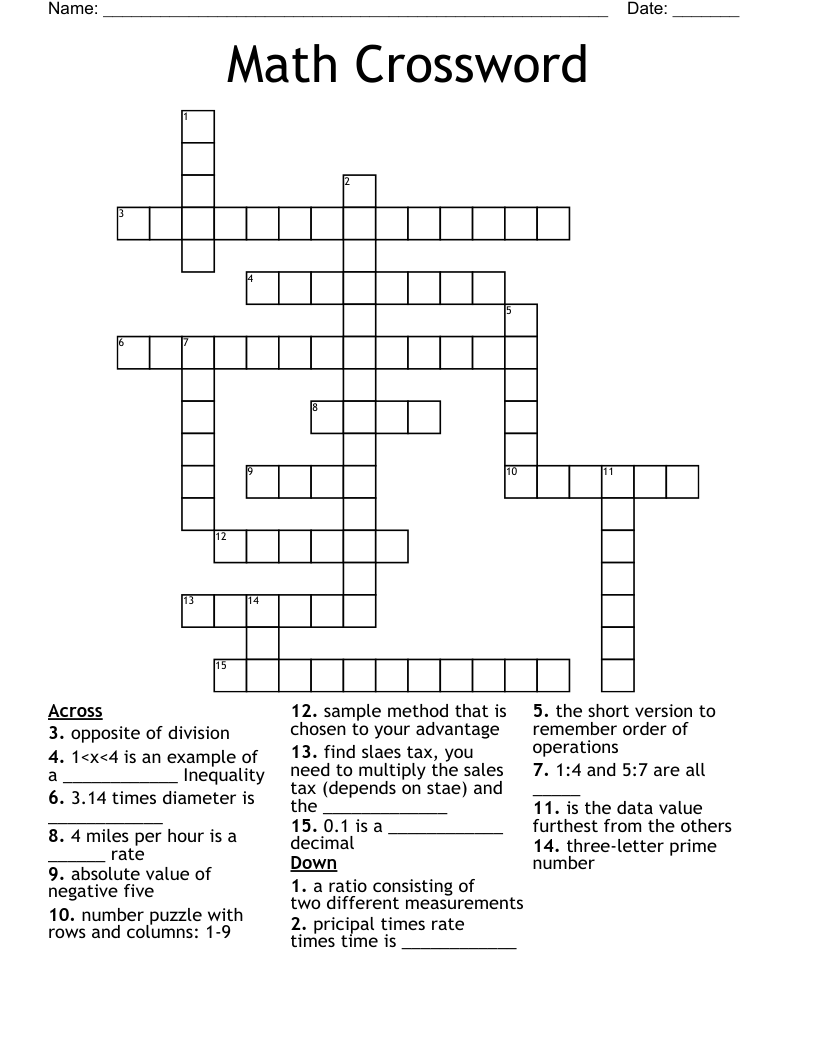 Math Crossword