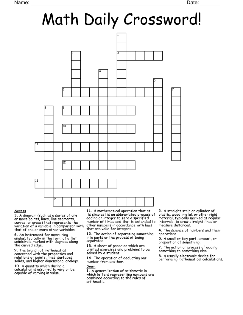 Math Daily Crossword!