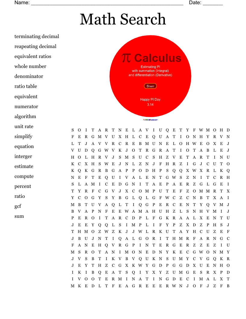 Math Search Word Search WordMint