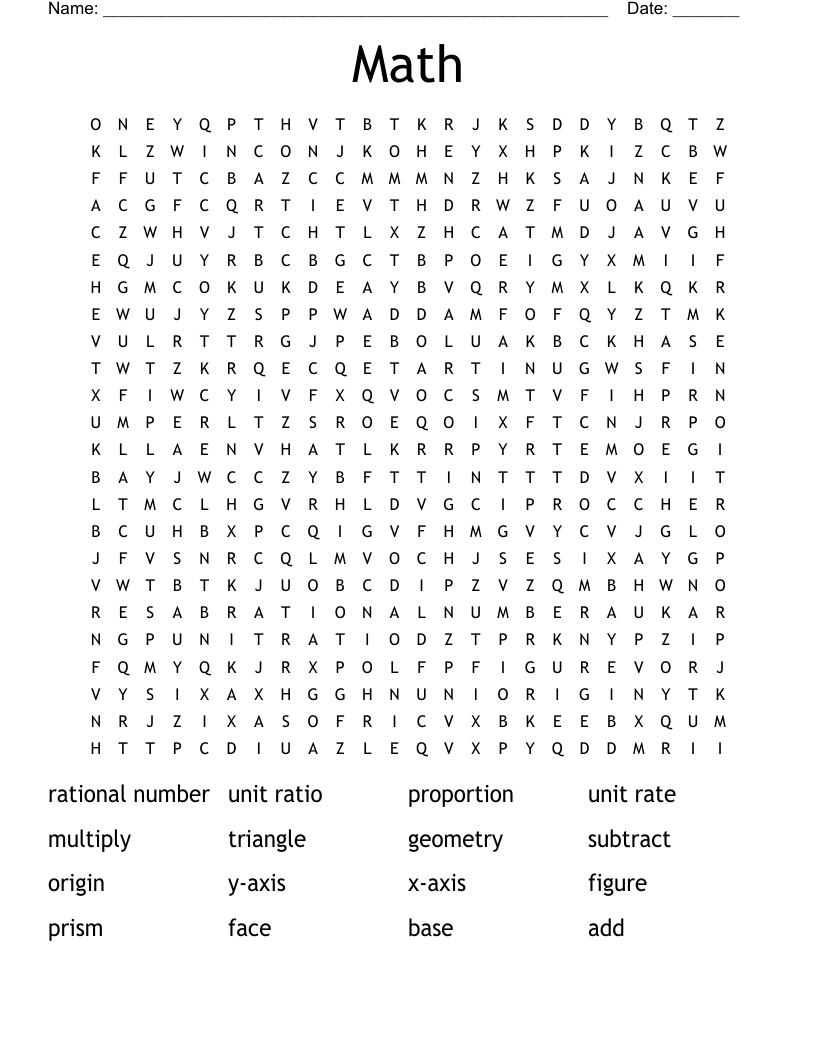 Math  Word Search