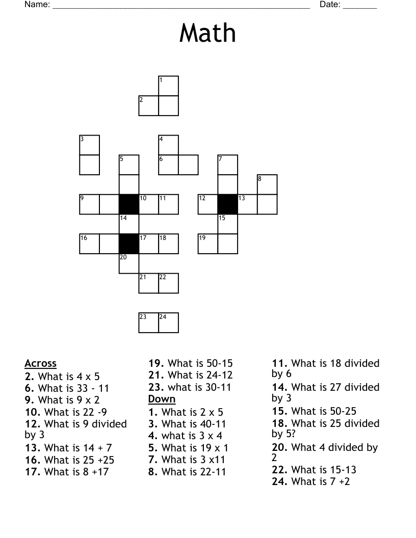 Math Crossword WordMint