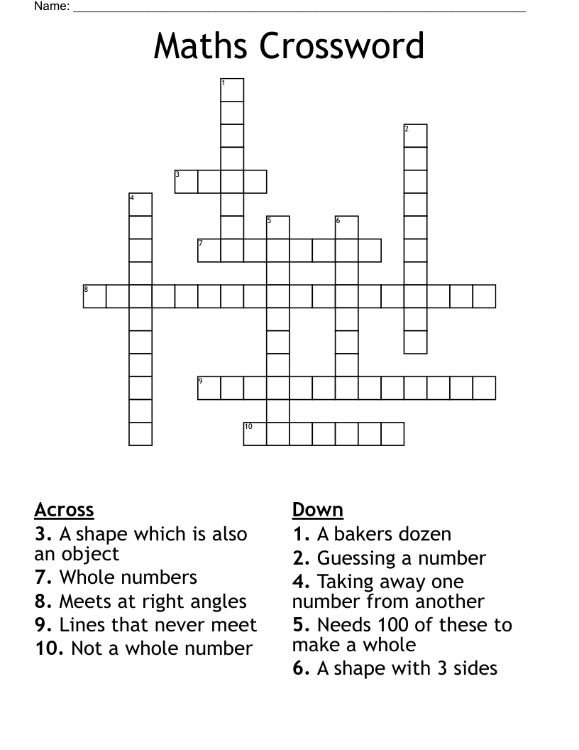 Maths Crossword