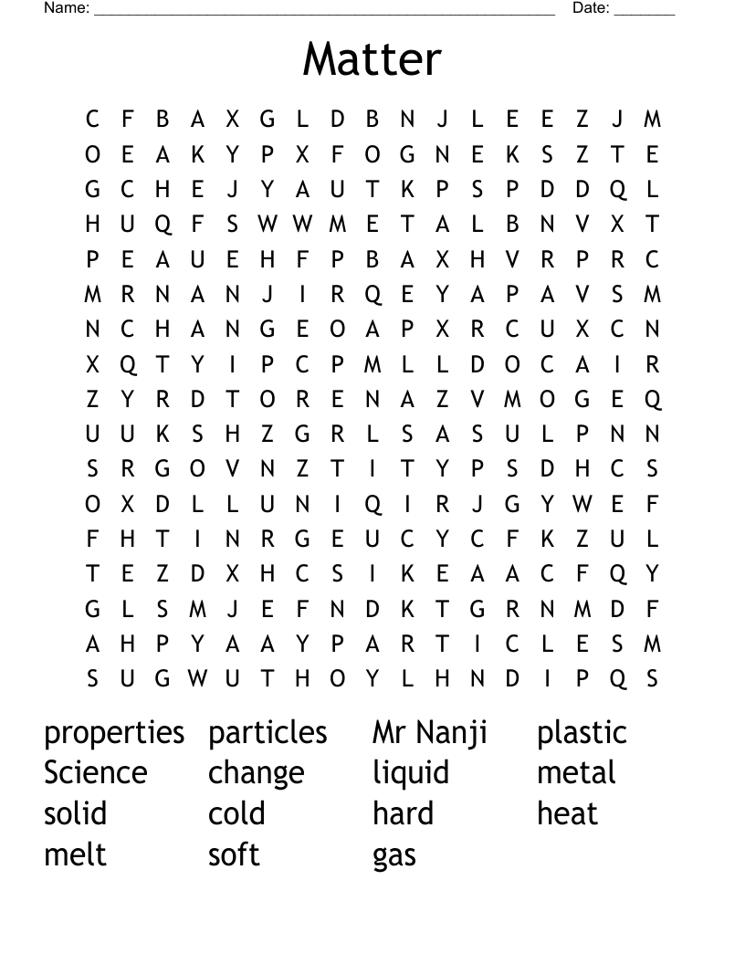 Matter Word Search