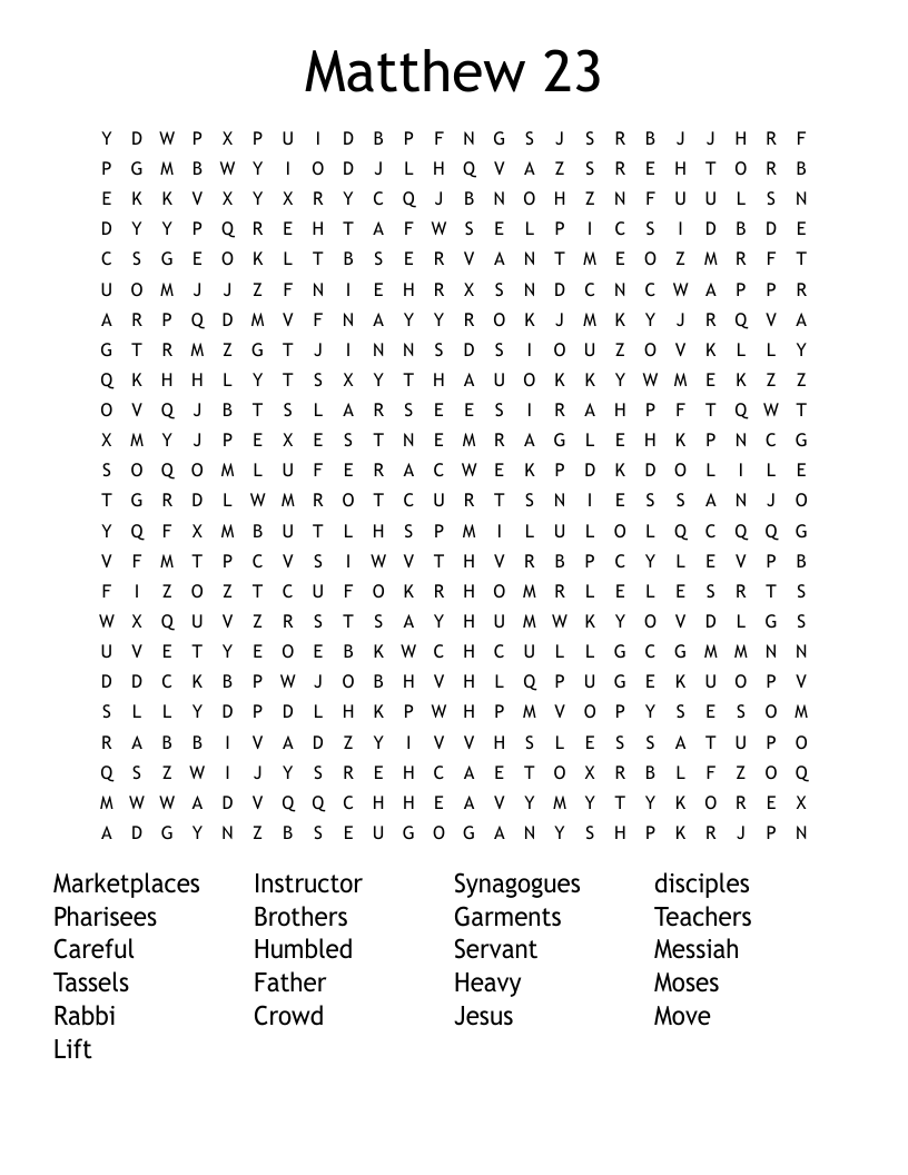 Matthew 23 Word Search