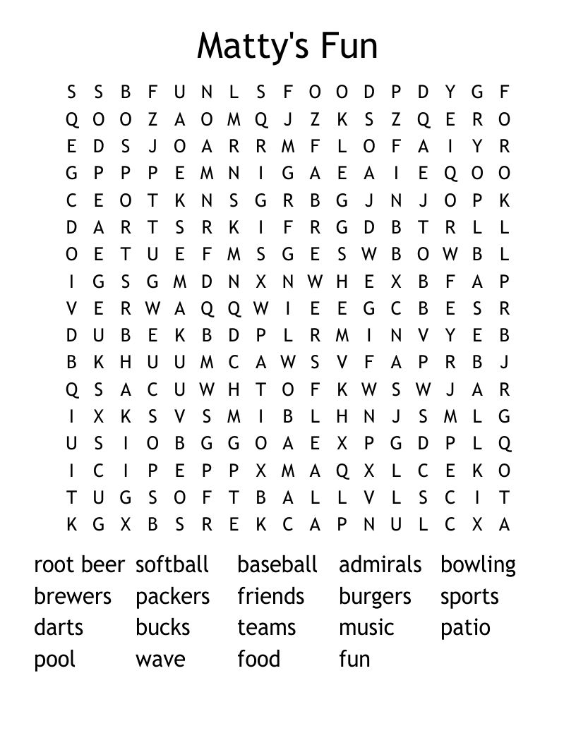 Matty's Fun Word Search
