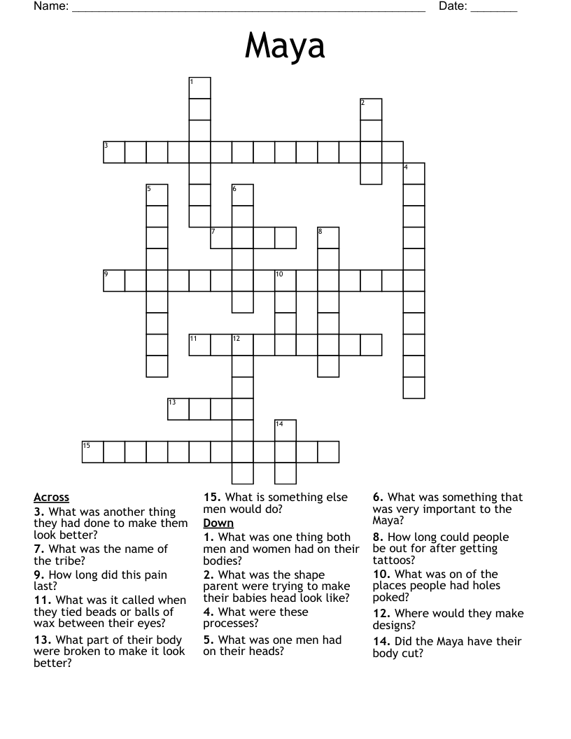 Maya Crossword WordMint
