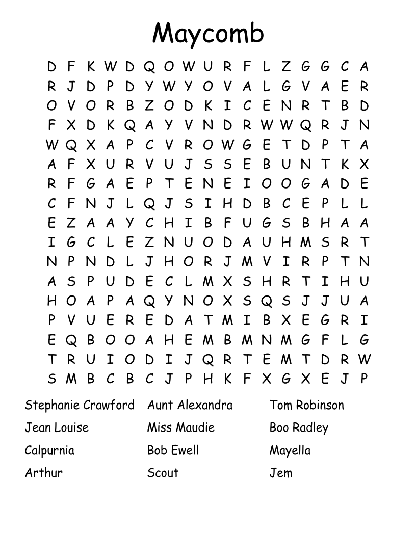 Maycomb Word Search