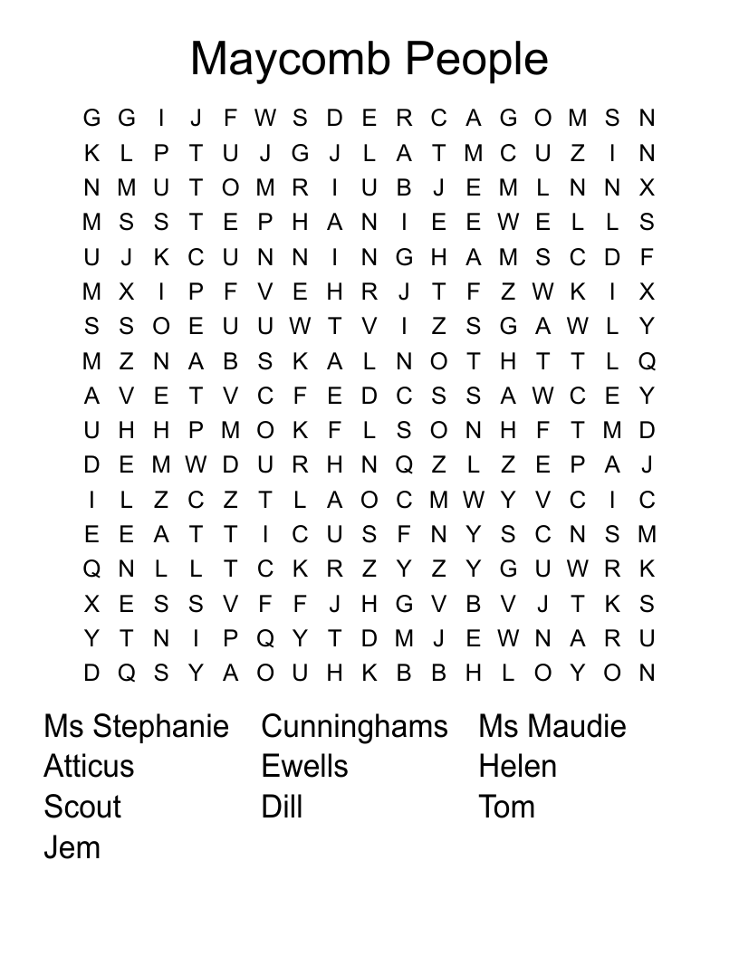 Maycomb People Word Search
