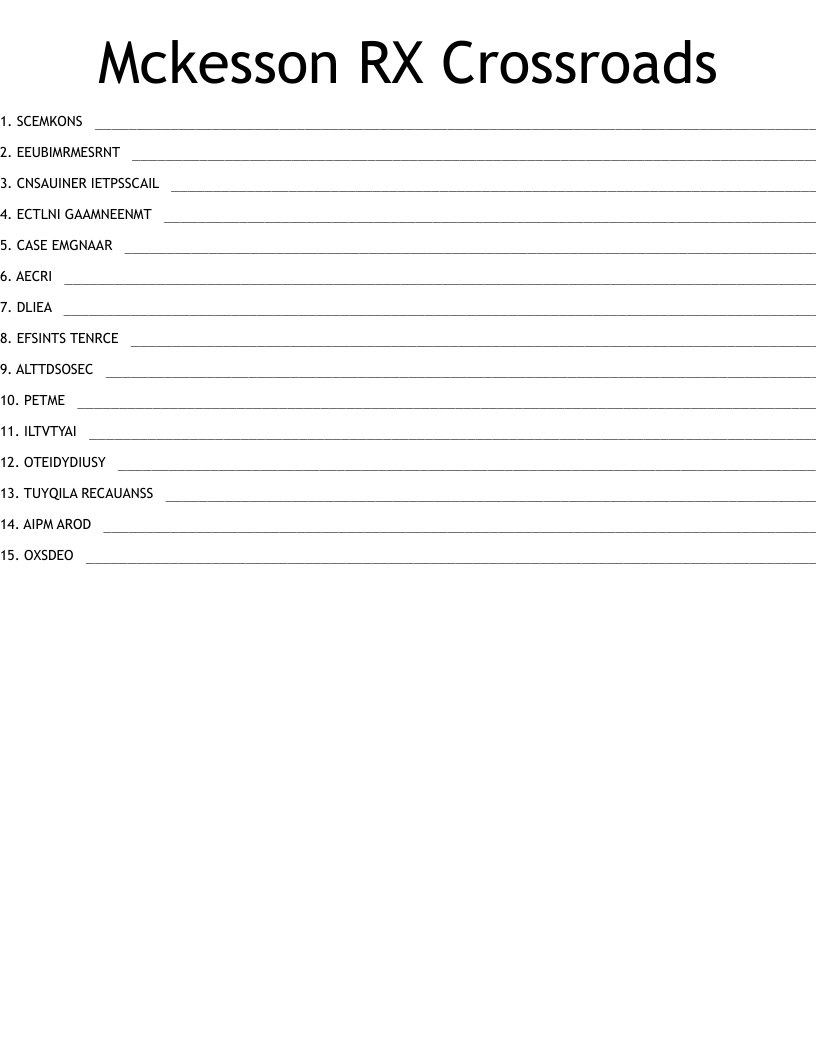 Mckesson RX Crossroads Word Scramble