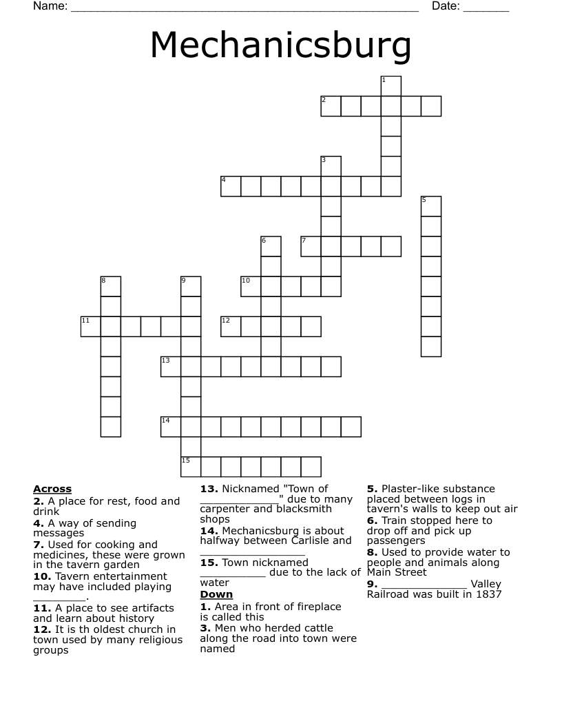 Mechanicsburg Crossword