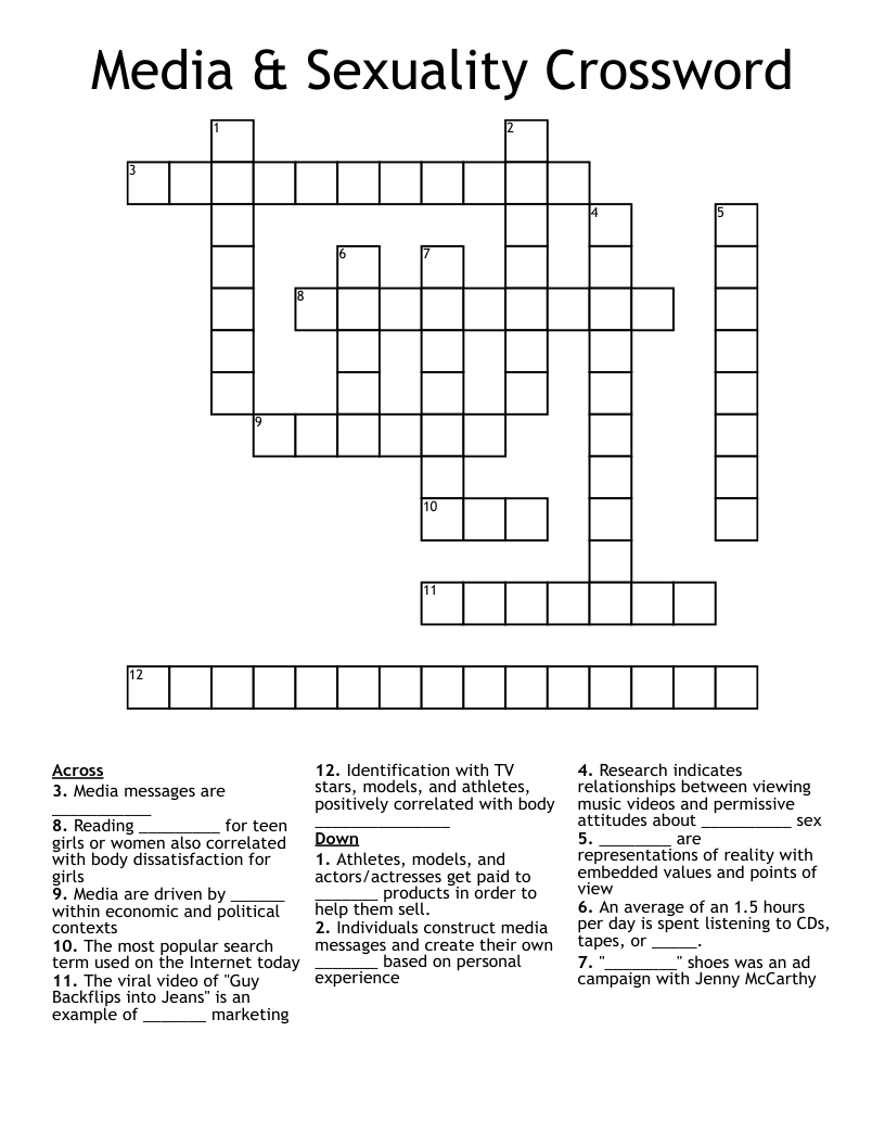 Media & Sexuality Crossword