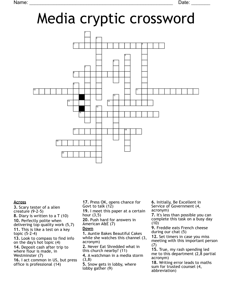 Media cryptic crossword