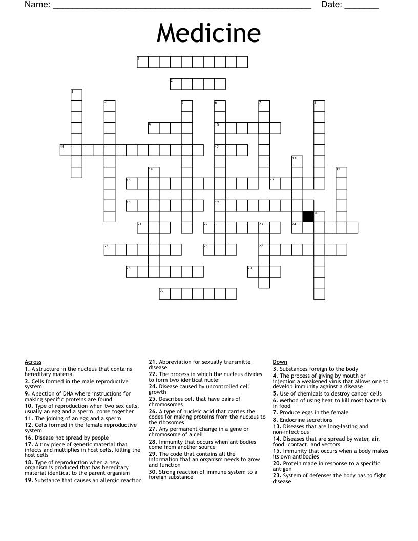 Medicine Crossword