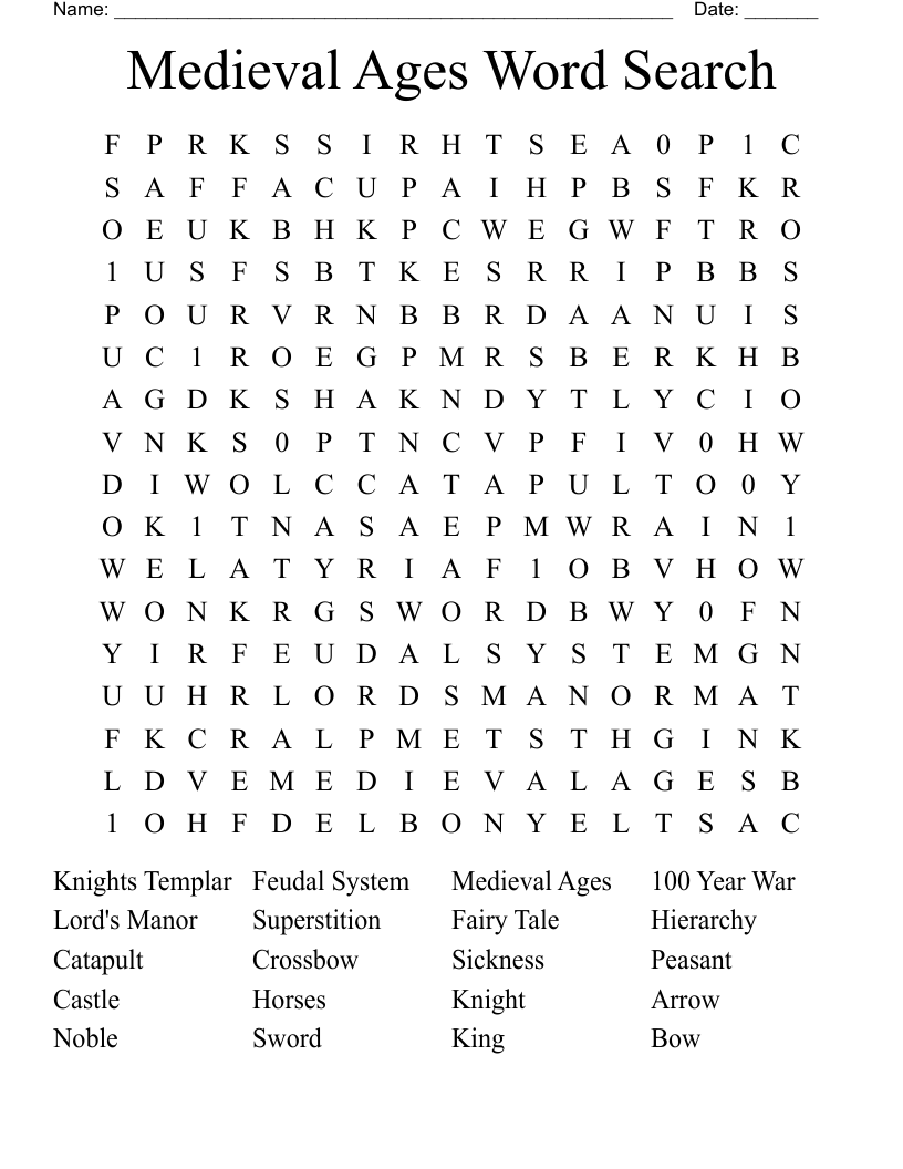 Medieval Word Search WordMint