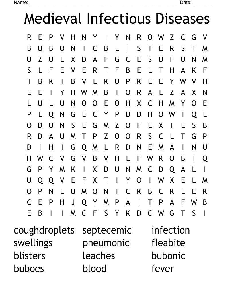 Medieval Infectious Diseases Word Search