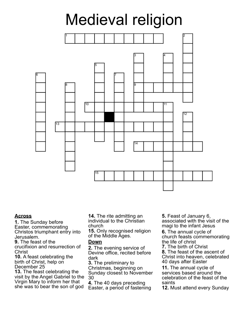 Medieval religion Crossword