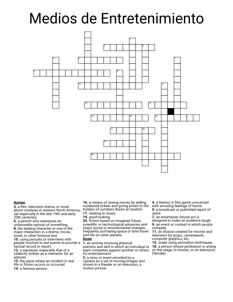Medios de Entretenimiento Crossword