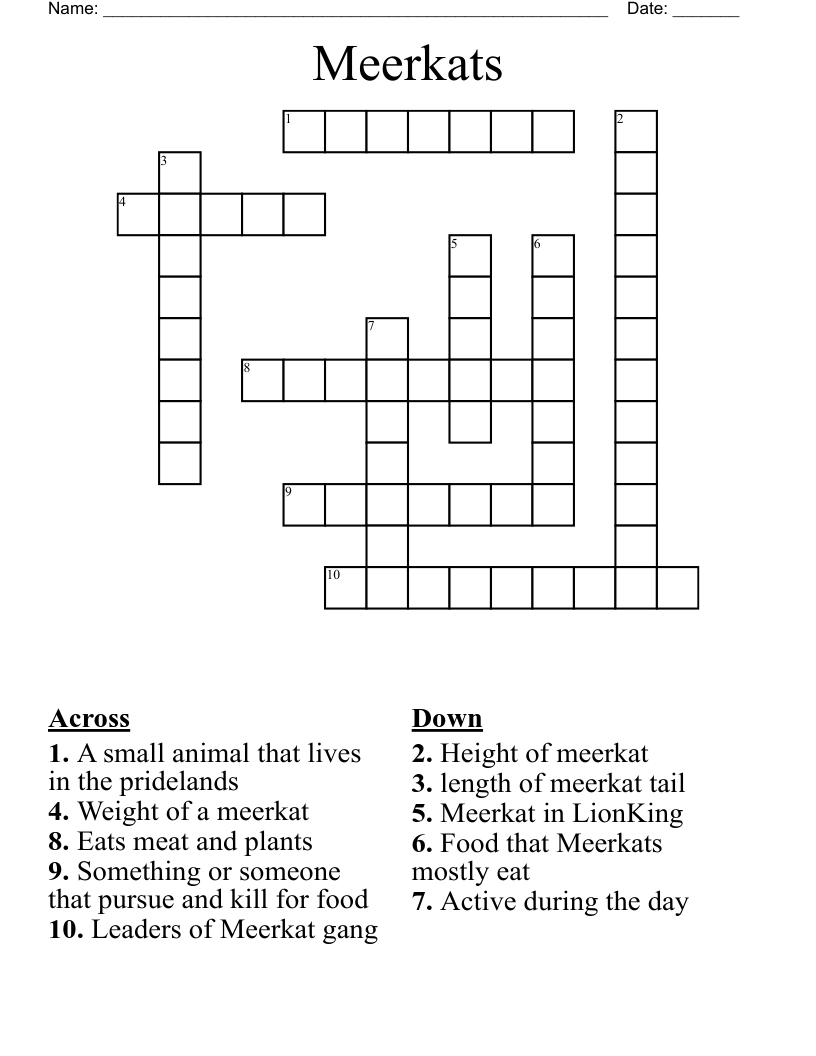 Meerkats  Crossword