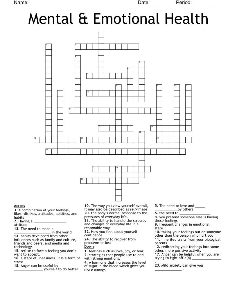 Self Esteem Crossword WordMint