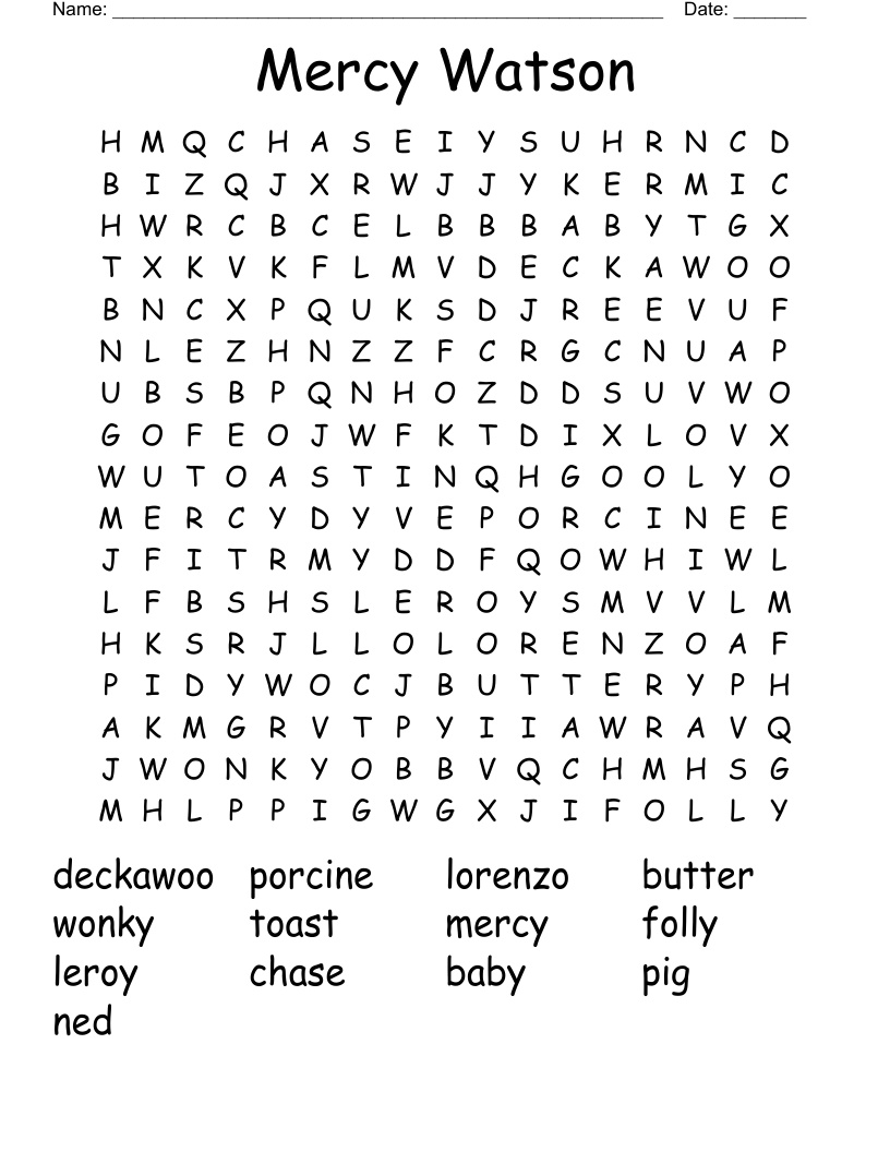 Mercy Watson Goes For A Ride Word Search WordMint