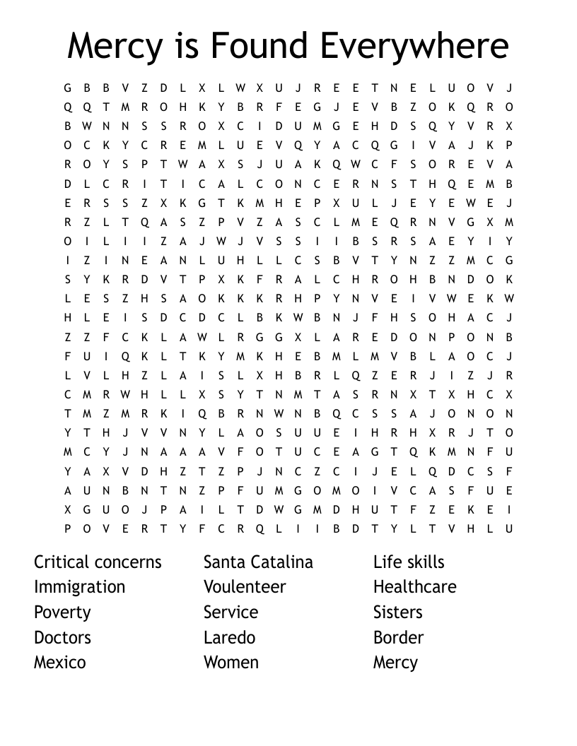 Mercy is Found Everywhere Word Search