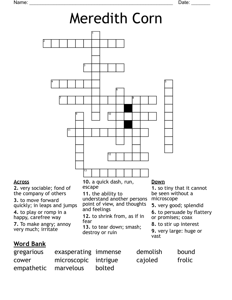 Meredith Corn Crossword WordMint