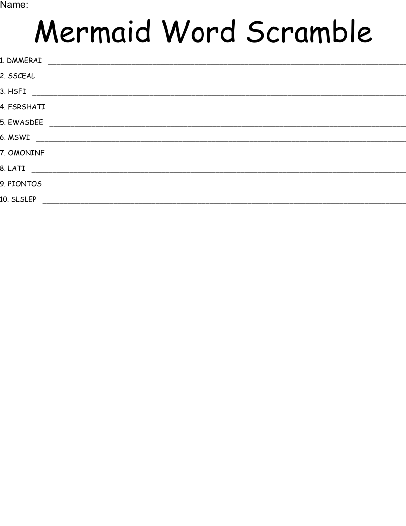 Mermaid Word Scramble
