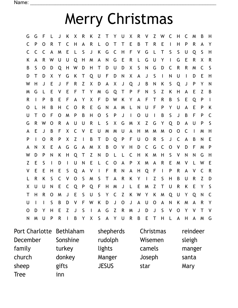 Merry Christmas Word Search