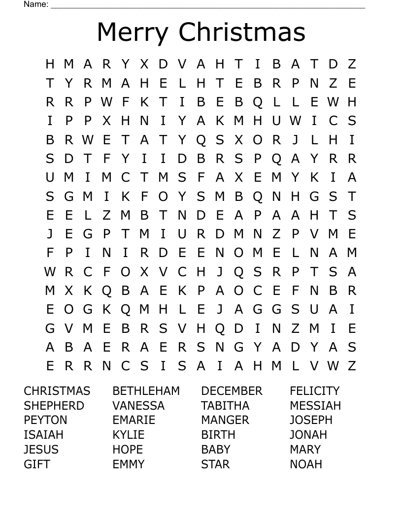 Merry Christmas Word Search