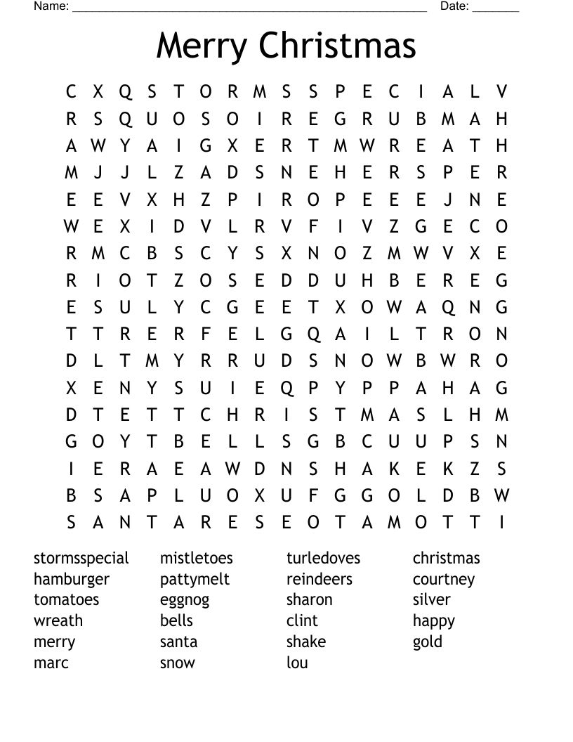 Merry Christmas Word Search