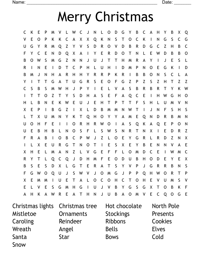 Merry Christmas Word Search