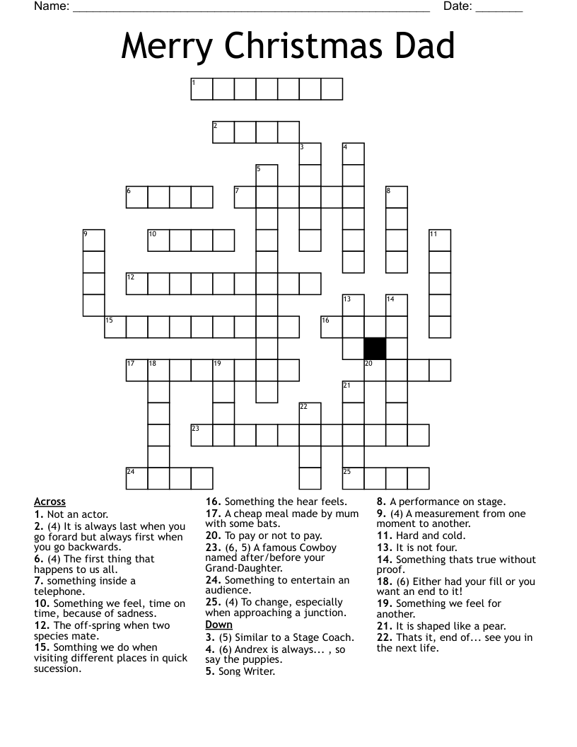 Merry Christmas Dad  Crossword