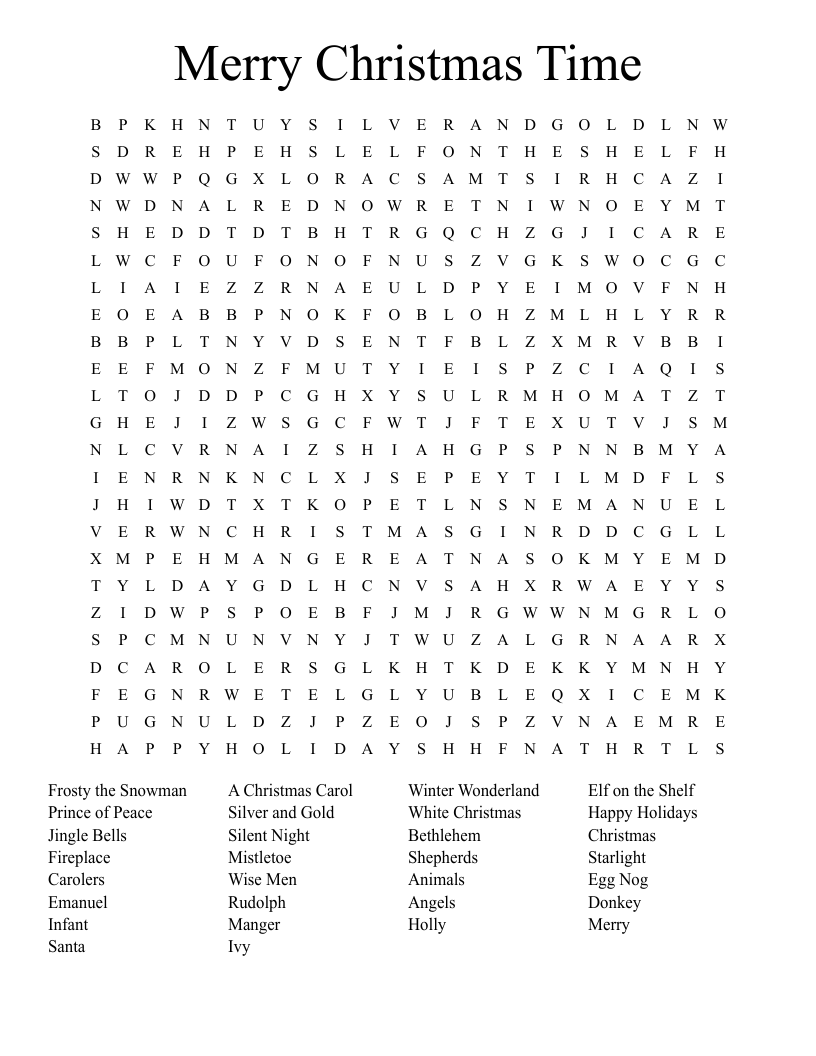 Merry Christmas Time Word Search