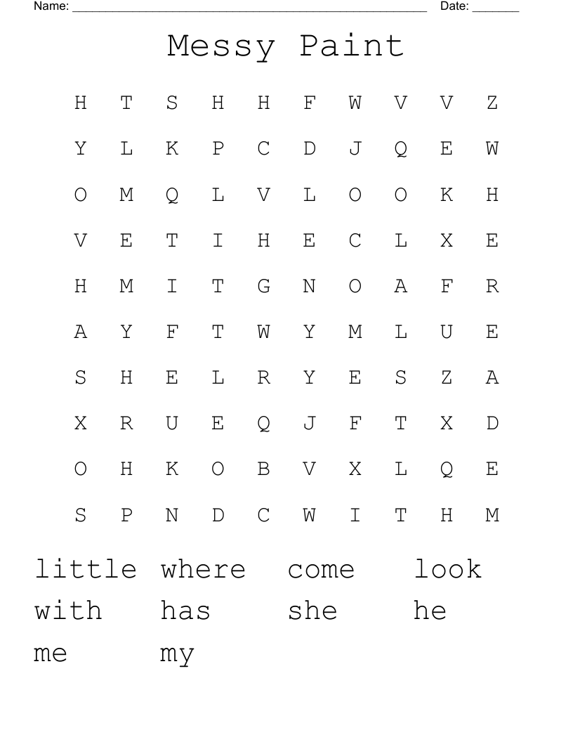 Messy Paint Word Search WordMint