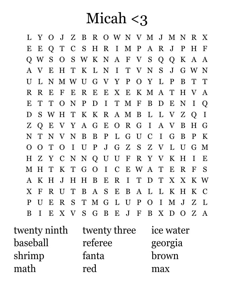 Micah <3 Word Search
