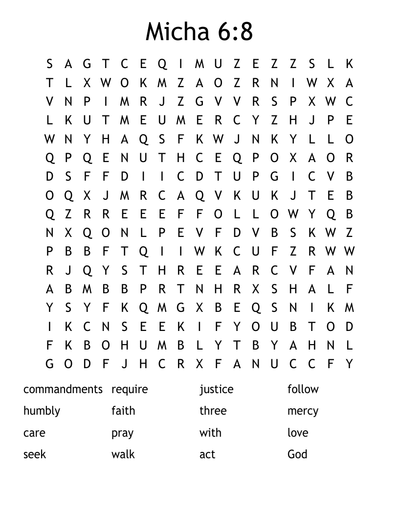 Micha 6:8 Word Search