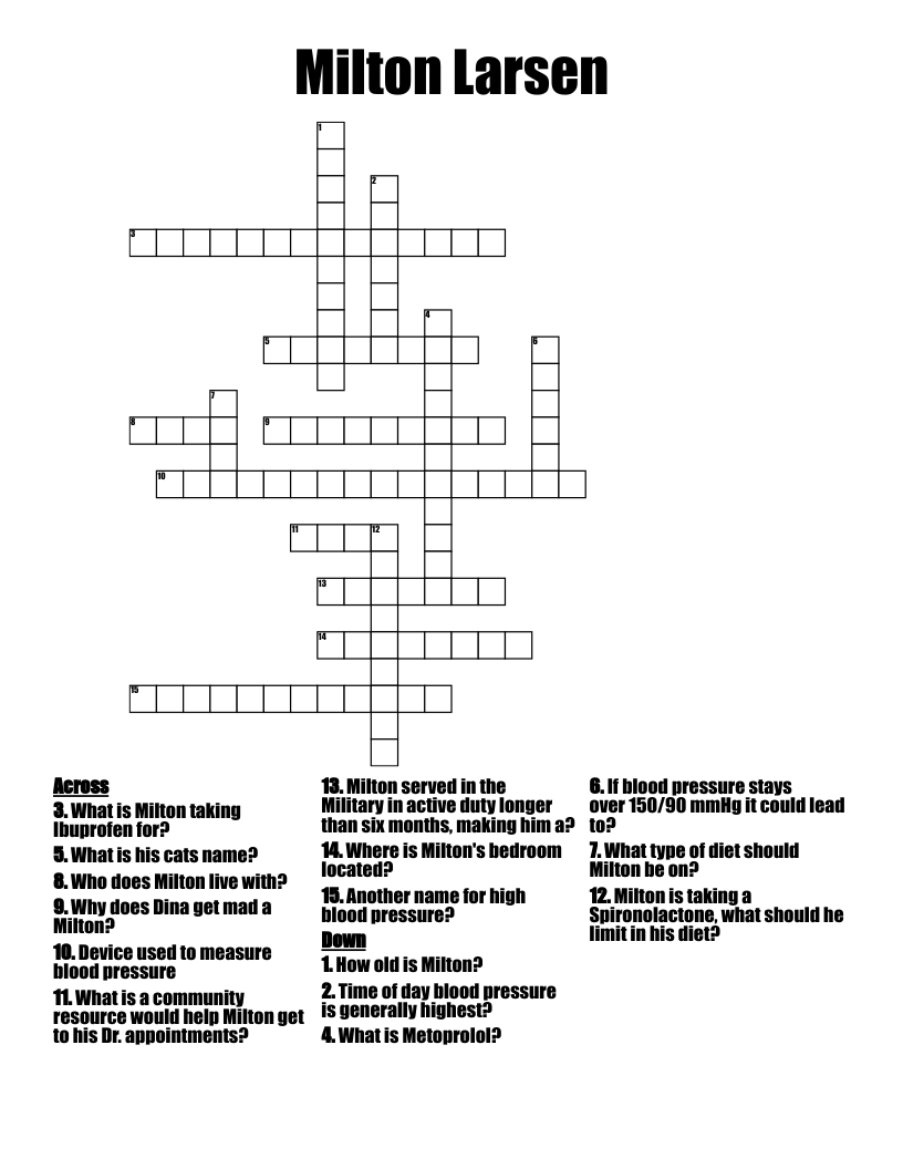 Milton Larsen Crossword