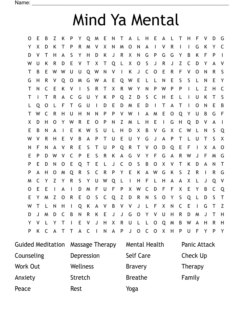 Mind Ya Mental Word Search