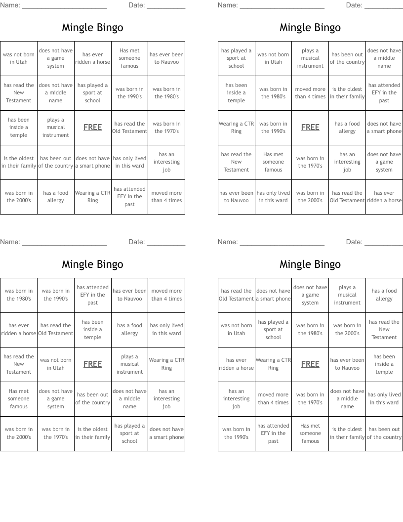 Mingle Bingo