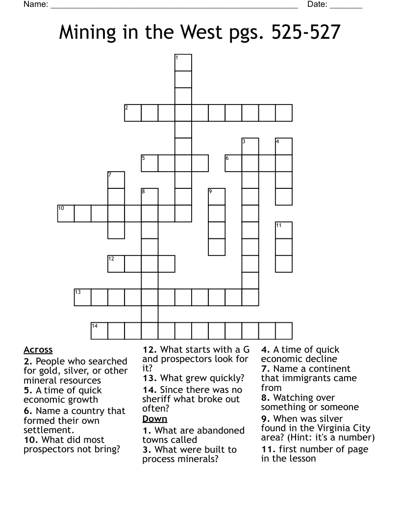 Mining in the West       pgs. 525-527