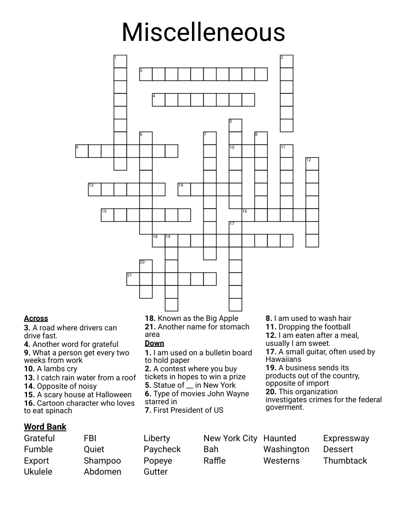 Miscelleneous Crossword WordMint miscelleneous-crossword-wordmint