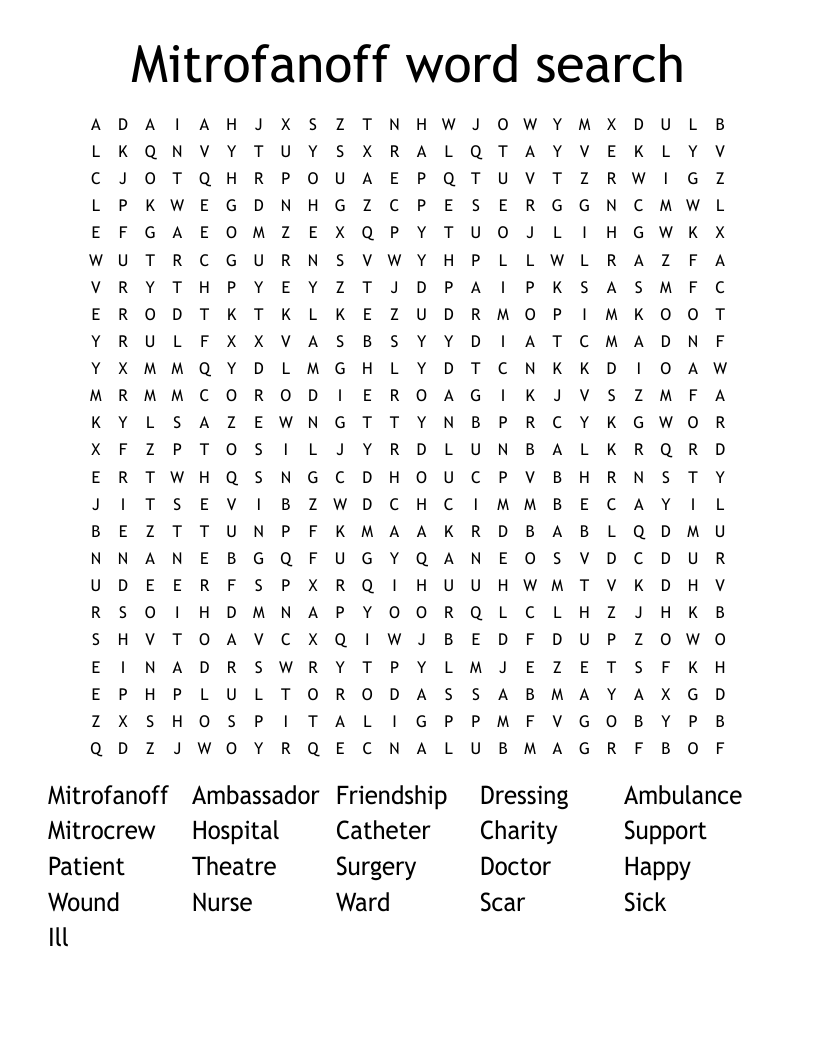 Mitrofanoff word search 