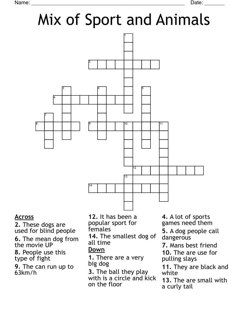 Mix of Sport and Animals  Crossword