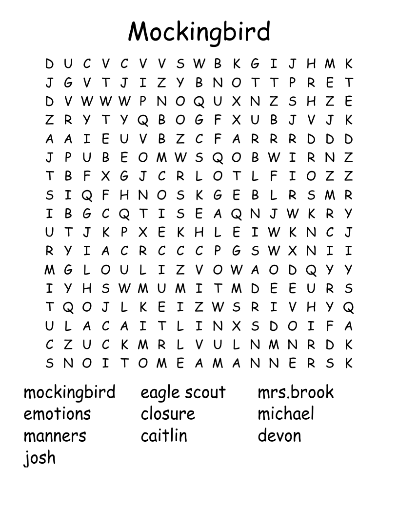 Mockingbird Word Search