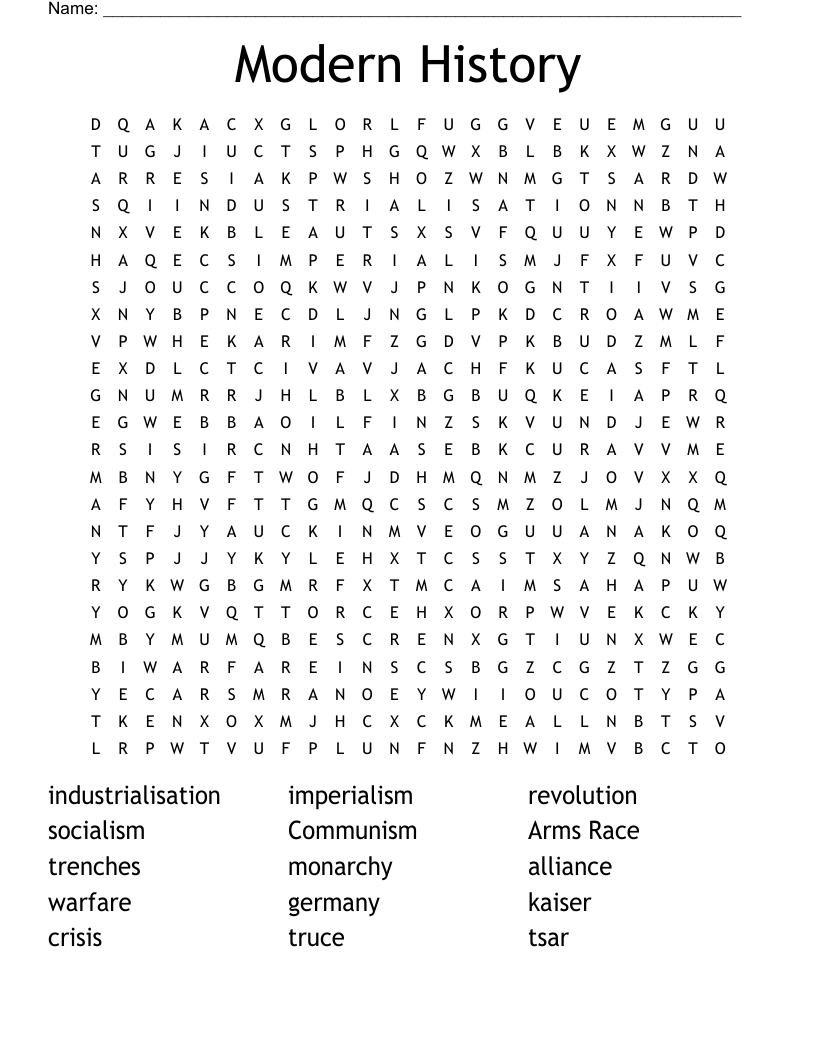 Modern History Word Search
