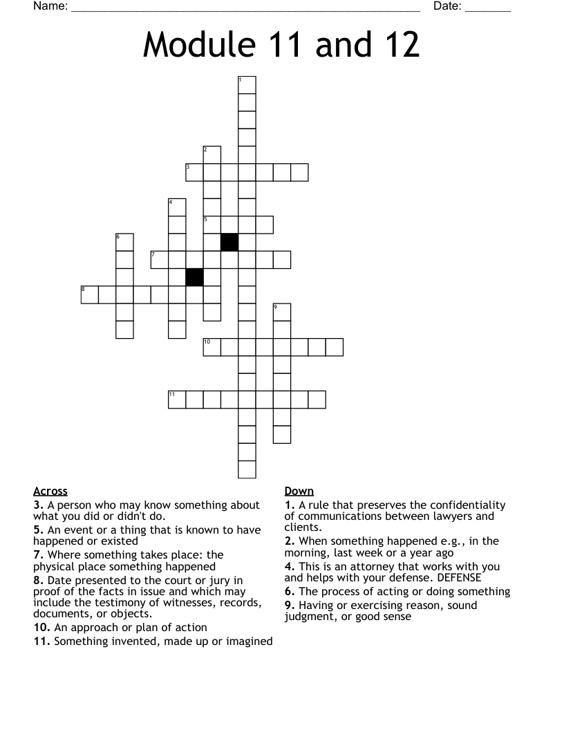 Module 11 and 12 Crossword