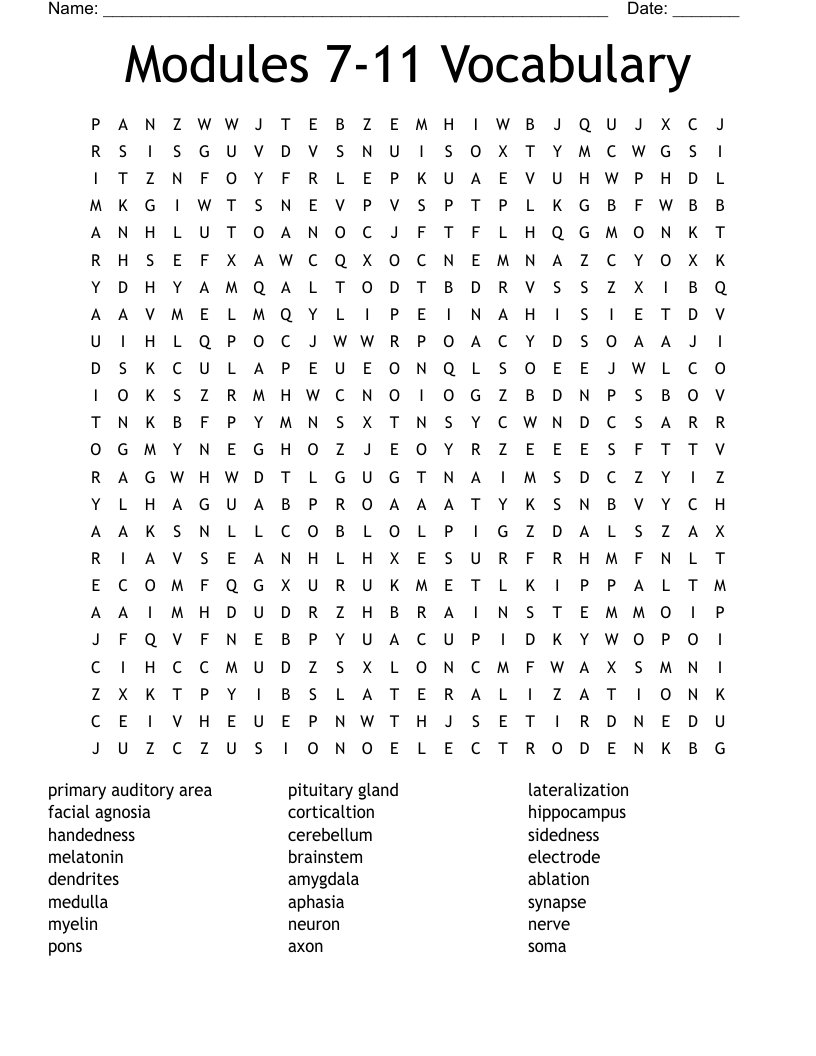 Modules 7-11 Vocabulary Word Search