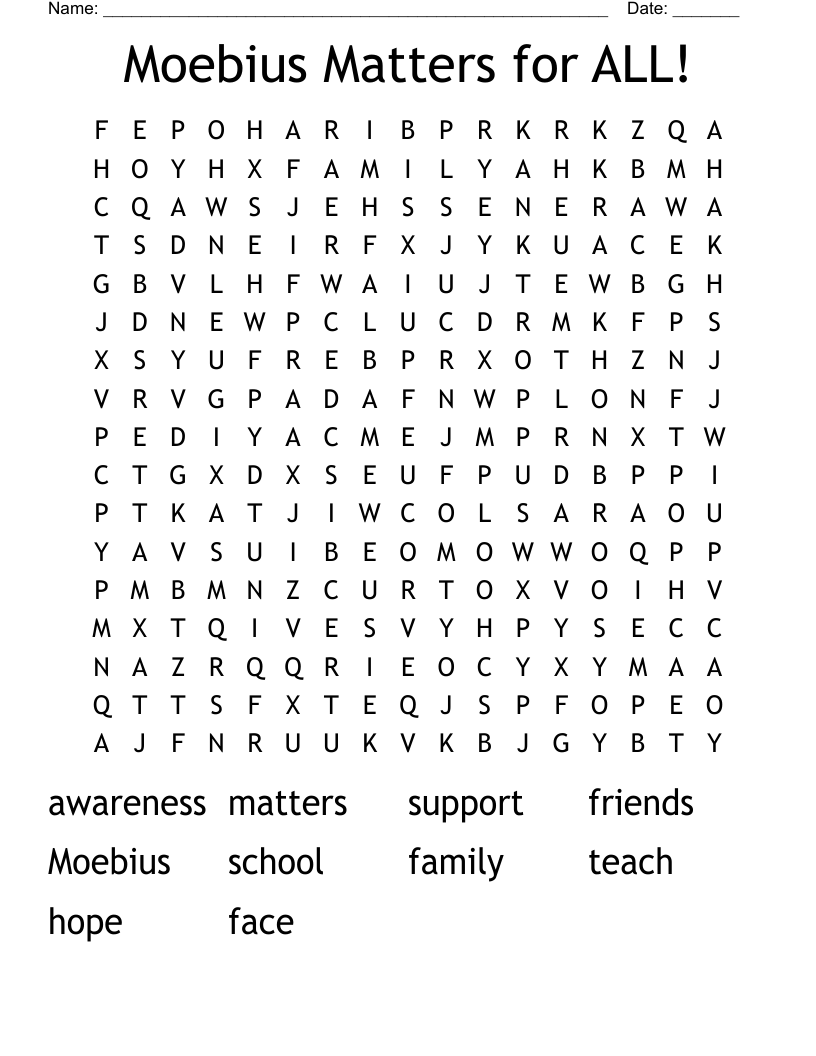 Moebius Matters for ALL! Word Search