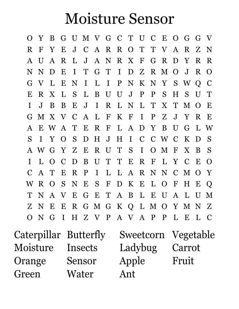 Moisture Sensor Word Search